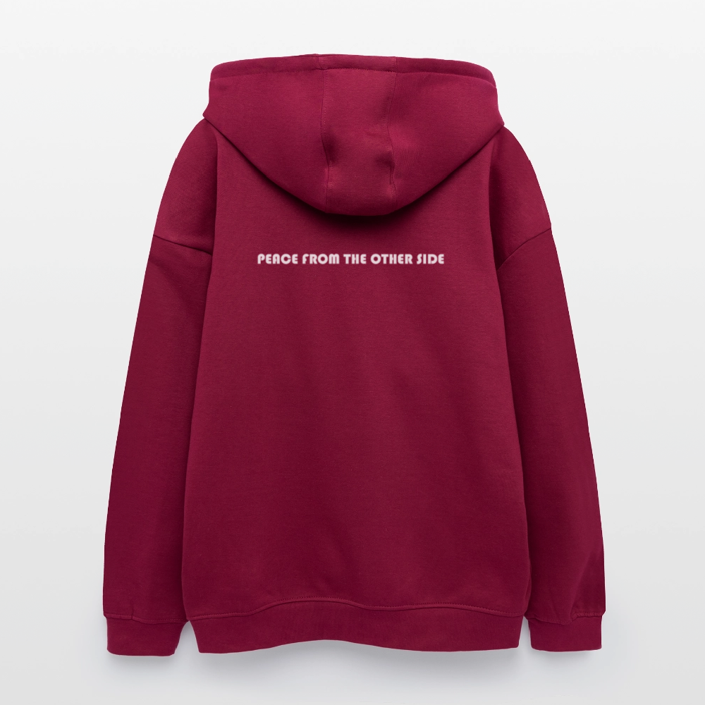 "Peace From The Other Side" (Oversized Unisex Hoodie) - burgundy